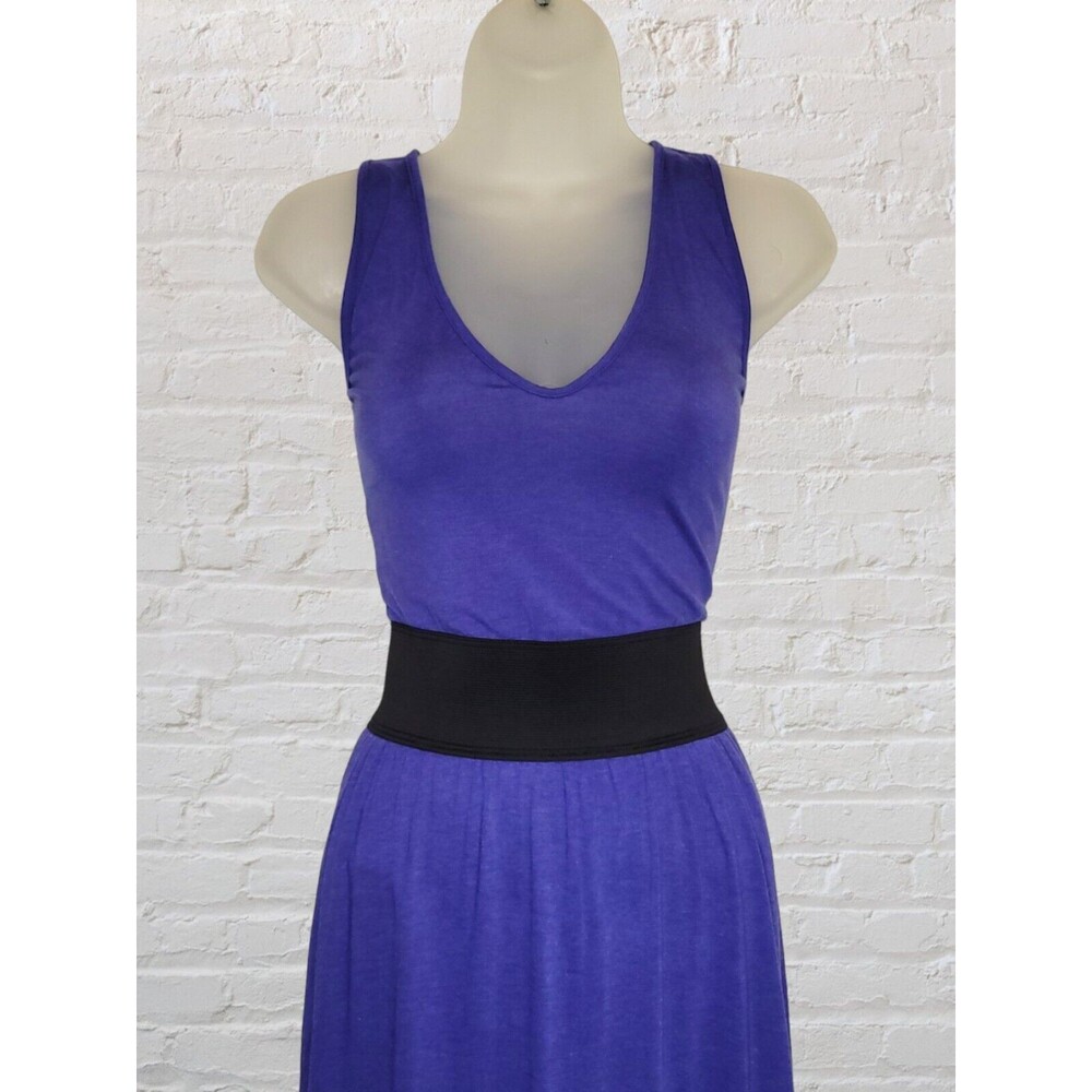 NWT Heather by Bordeaux Keyhole Maxi Dress Womens SM Purple Black Stretch Moto